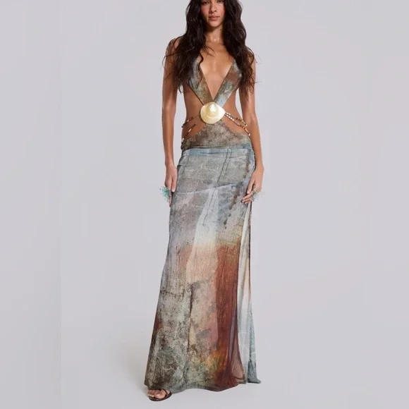 Jaded London | Dresses | Revolve Jaded London Vida Backless Maxi Dress W  Seashell Marine Shell L New Nwt | Poshmark